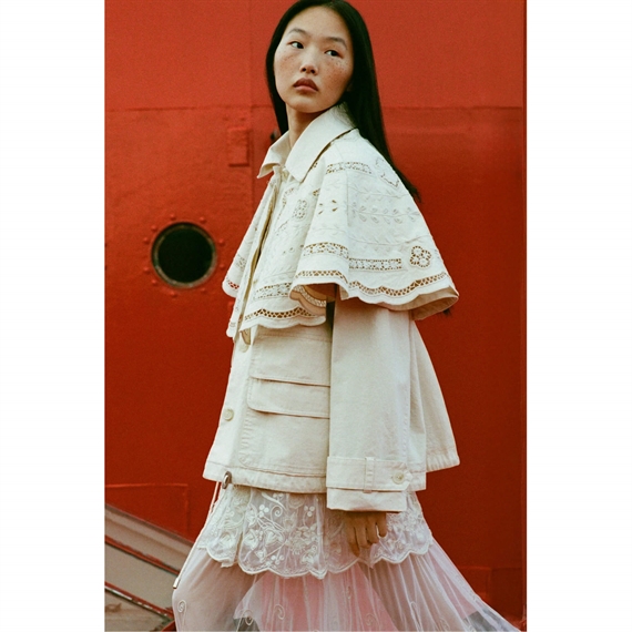 Sea New York MARIE Embroidery Cape Jacket, Cream